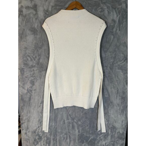 3.1 Phillip Lim Lace Up Cotton Ribbed Knit Vest M Minimalist Quiet Luxury Casual - Picture 9 of 15